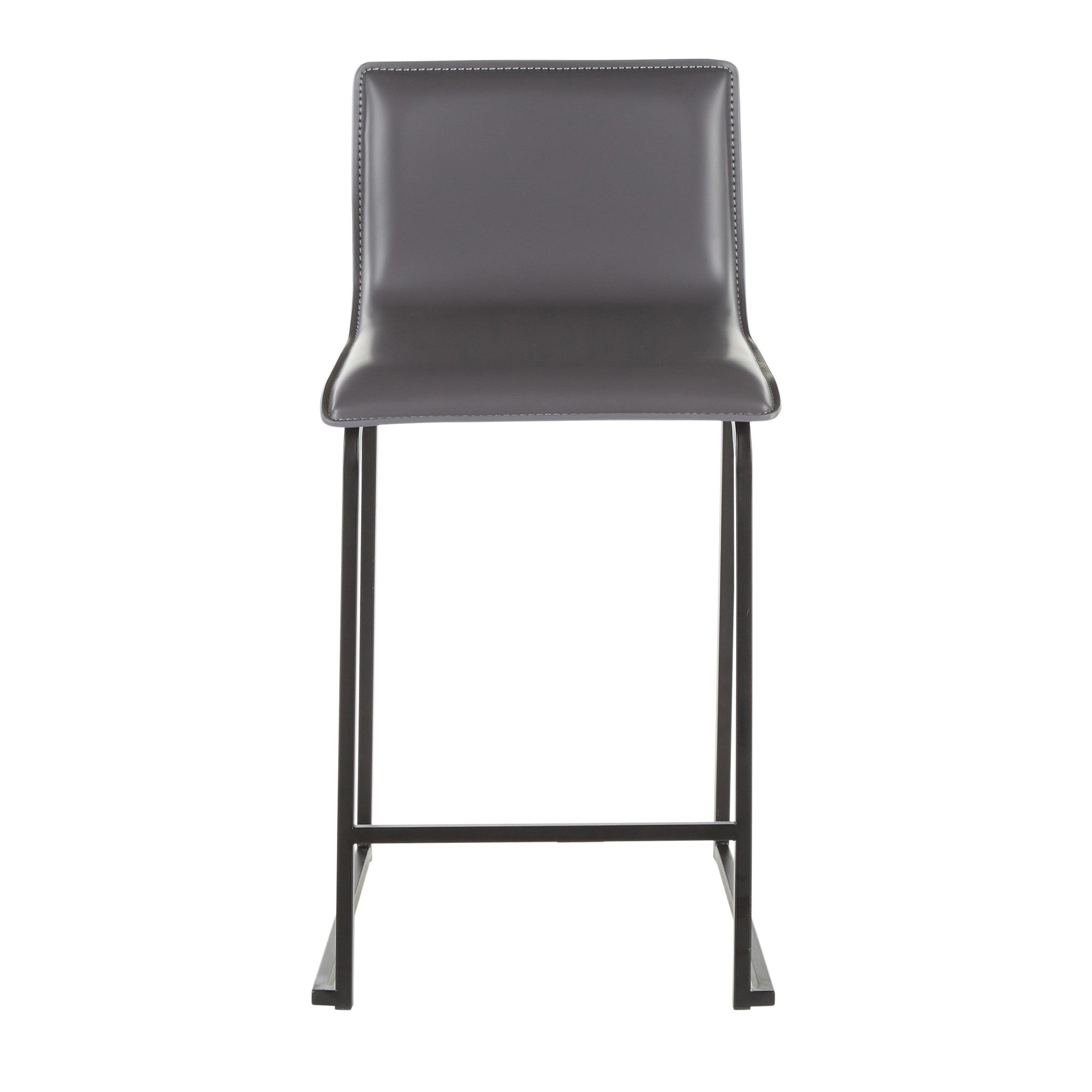 Mara 26" Fixed-Height Counter Stool - Set of 2 - Black Metal, Grey PU