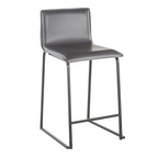 Mara 26" Fixed-Height Counter Stool - Set of 2 - Black Metal, Grey PU