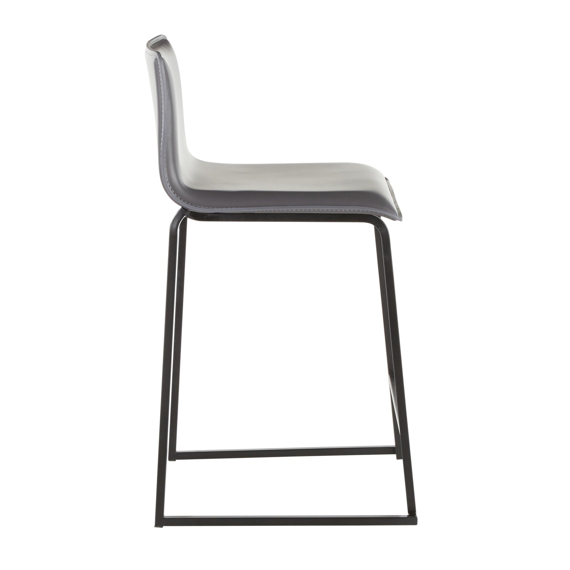 Mara 26" Fixed-Height Counter Stool - Set of 2 - Black Metal, Grey PU
