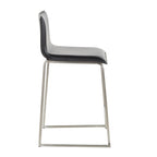 Mara 26" Fixed-Height Counter Stool - Set of 2 - Stainless Steel, Black PU