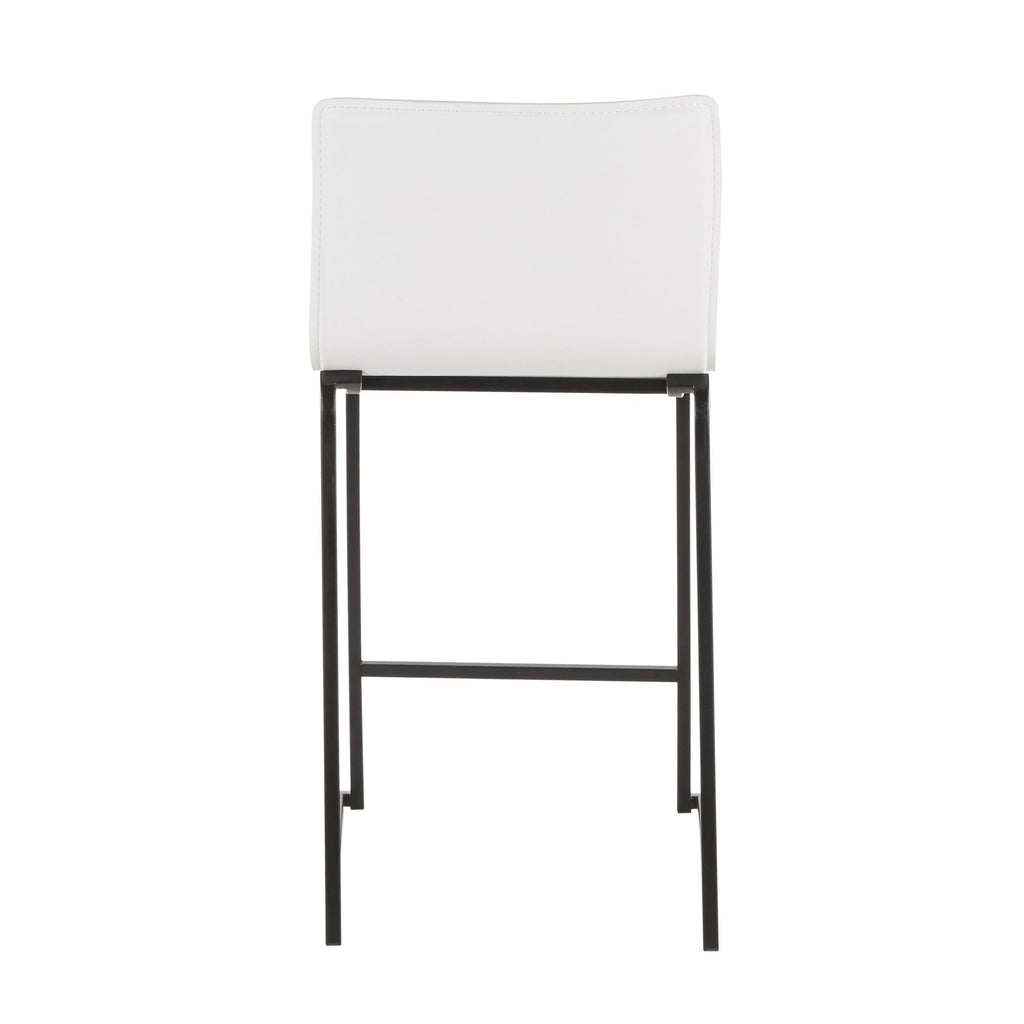 Mara 26" Fixed-Height Counter Stool - Set of 2 - Black Metal, White PU