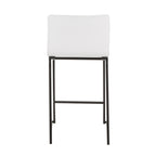 Mara 26" Fixed-Height Counter Stool - Set of 2 - Black Metal, White PU