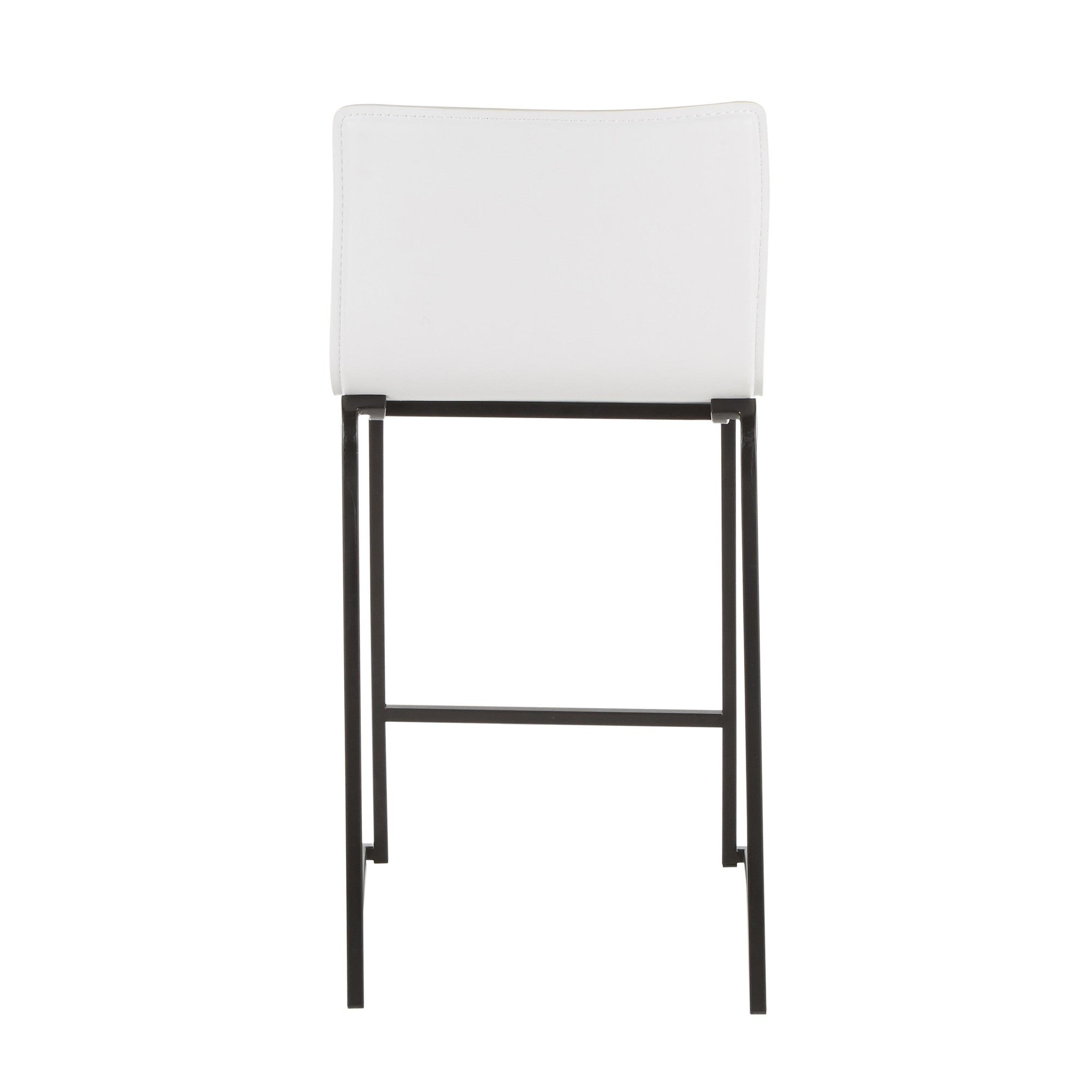 Mara 26" Fixed-Height Counter Stool - Set of 2 - Black Metal, White PU