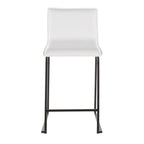Mara 26" Fixed-Height Counter Stool - Set of 2 - Black Metal, White PU
