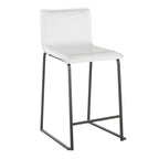 Mara 26" Fixed-Height Counter Stool - Set of 2 - Black Metal, White PU