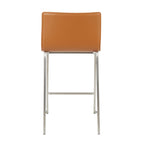 Mara 26" Fixed-Height Counter Stool - Set of 2 - Stainless Steel, Camel PU