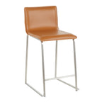 Mara 26" Fixed-Height Counter Stool - Set of 2 - Stainless Steel, Camel PU