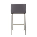 Mara 26" Fixed-Height Counter Stool - Set of 2 - Stainless Steel, Grey PU