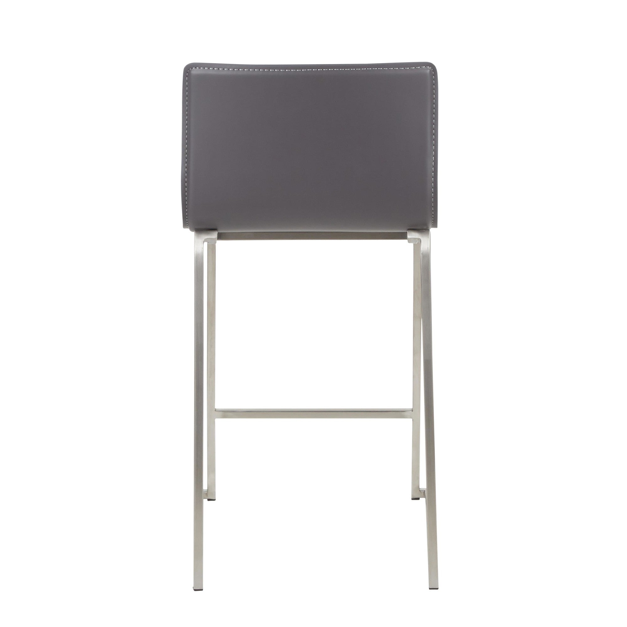 Mara 26" Fixed-Height Counter Stool - Set of 2 - Stainless Steel, Grey PU