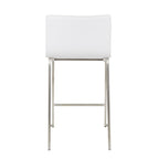 Mara 26" Fixed-Height Counter Stool - Set of 2 - Stainless Steel, White PU