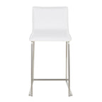 Mara 26" Fixed-Height Counter Stool - Set of 2 - Stainless Steel, White PU