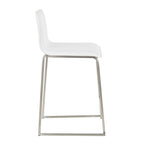 Mara 26" Fixed-Height Counter Stool - Set of 2 - Stainless Steel, White PU