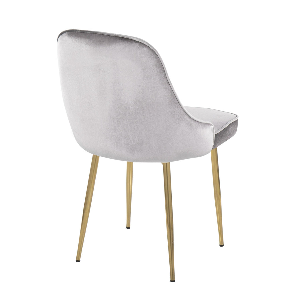 Marcel Dining Chair - Set of 2 - Gold Metal, Silver Velvet