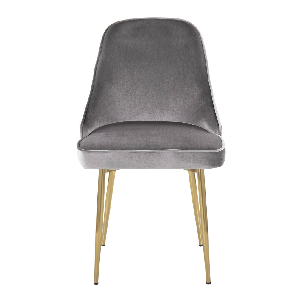 Marcel Dining Chair - Set of 2 - Gold Metal, Silver Velvet
