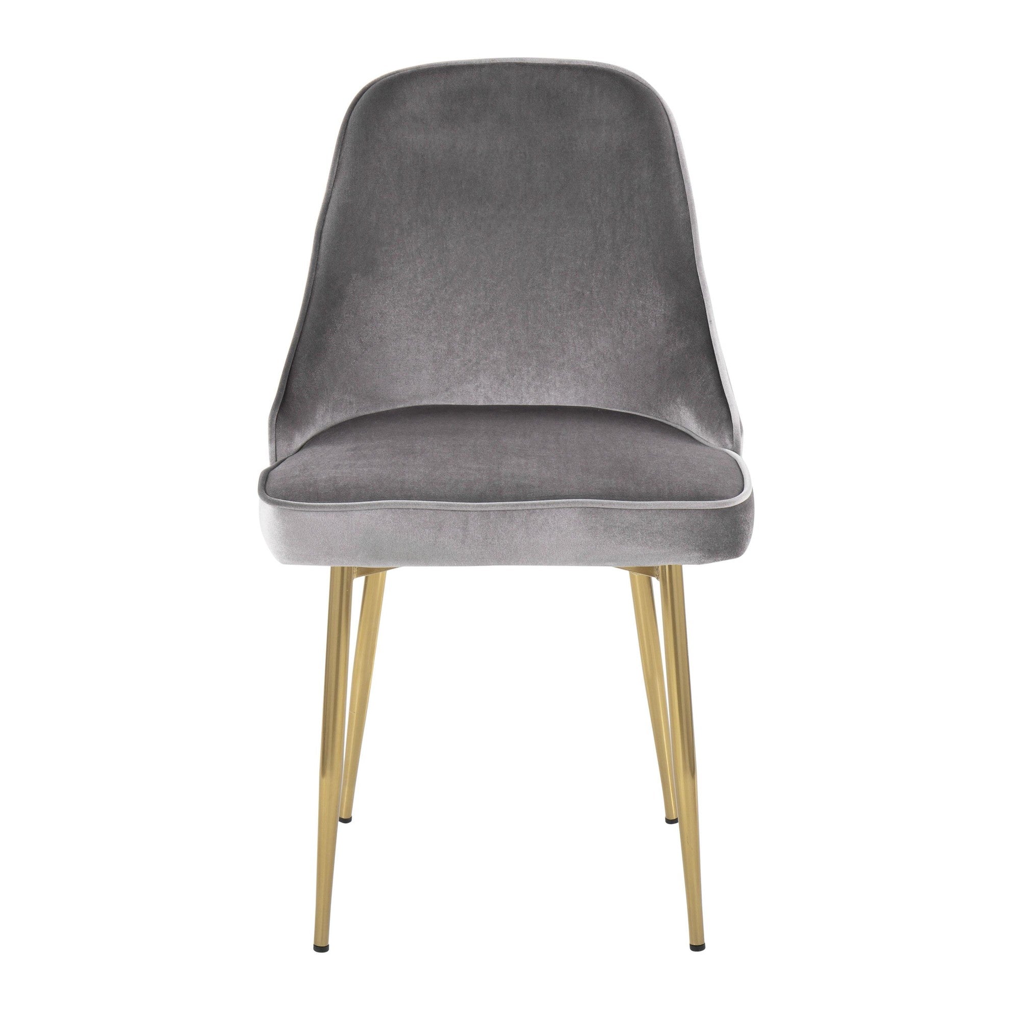 Marcel Dining Chair - Set of 2 - Gold Metal, Silver Velvet