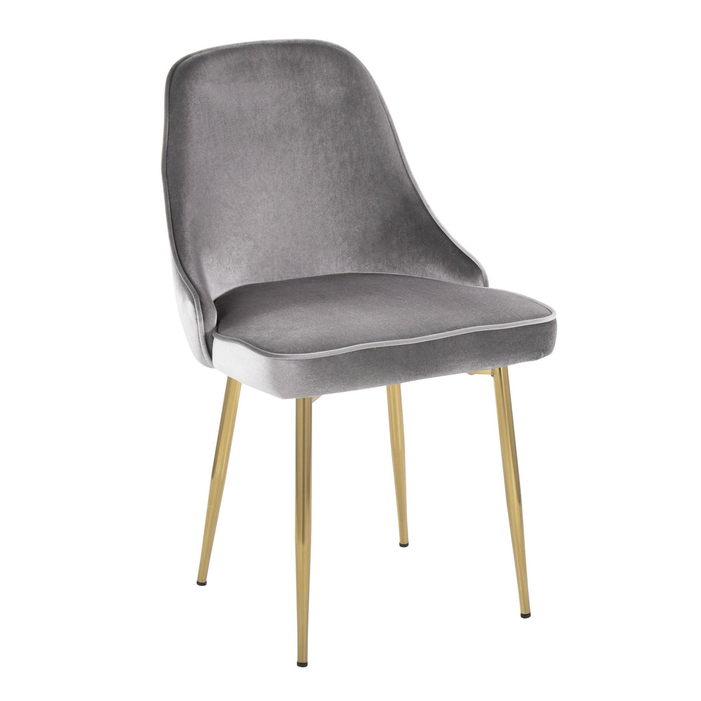 Marcel Dining Chair - Set of 2 - Gold Metal, Silver Velvet