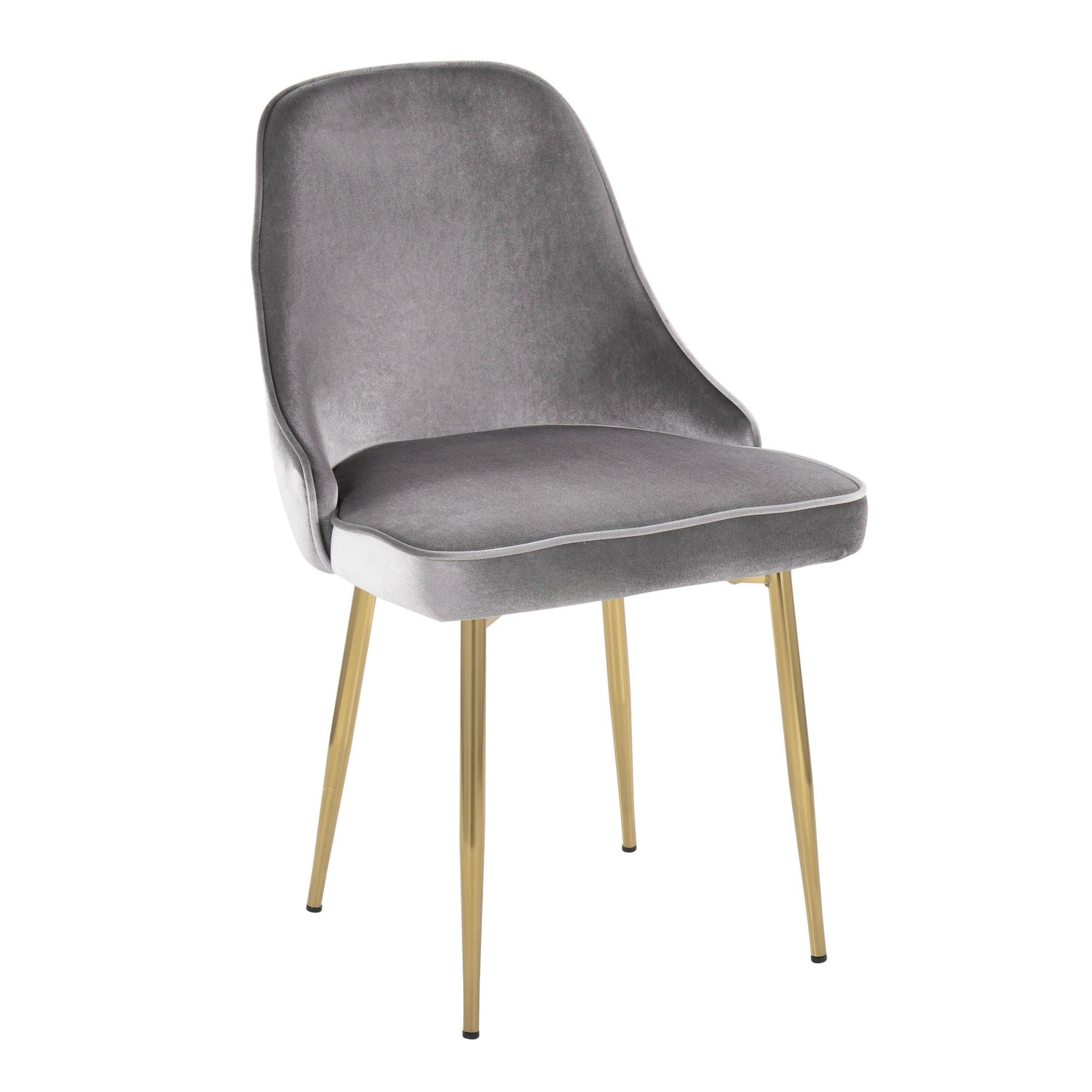 Marcel Dining Chair - Set of 2 - Gold Metal, Silver Velvet