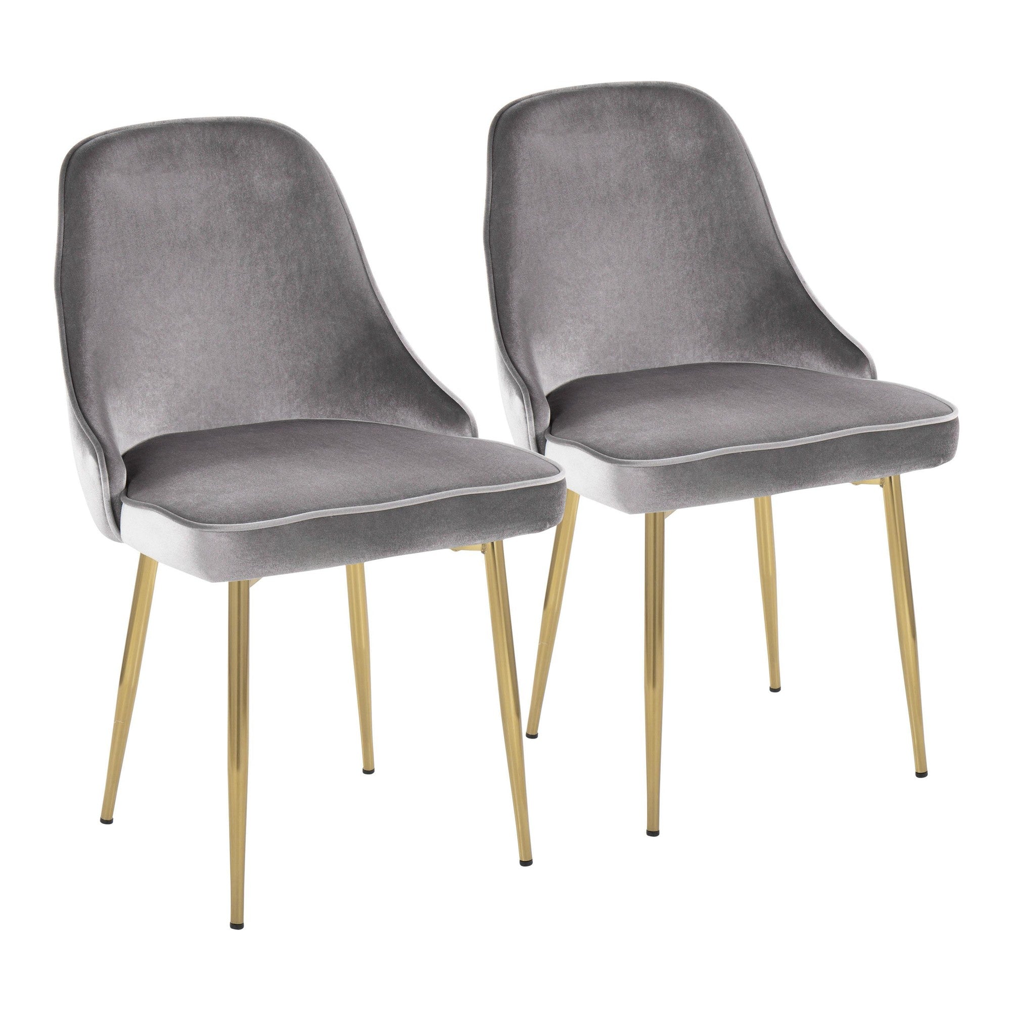 Marcel Dining Chair - Set of 2 - Gold Metal, Silver Velvet