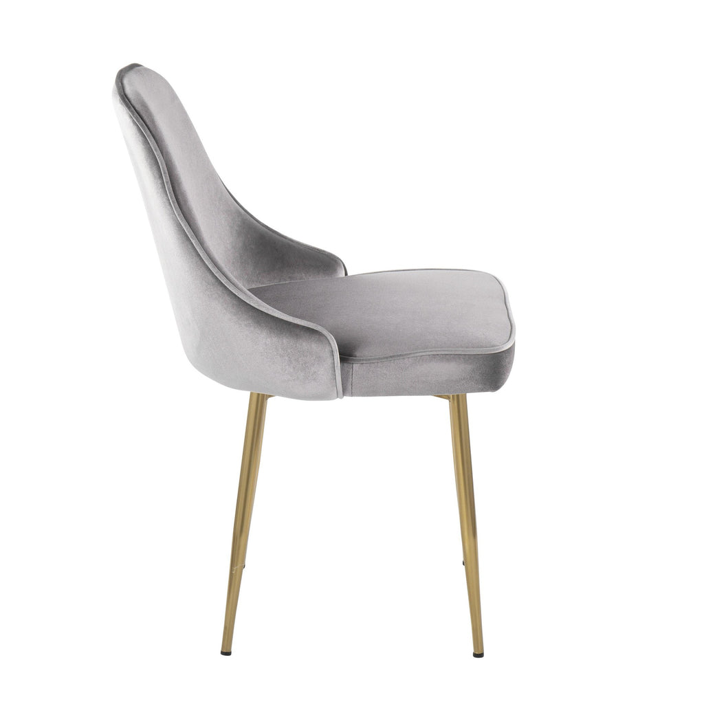 Marcel Dining Chair - Set of 2 - Gold Metal, Silver Velvet