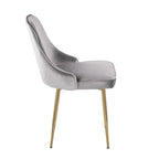Marcel Dining Chair - Set of 2 - Gold Metal, Silver Velvet