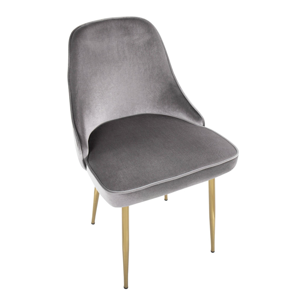 Marcel Dining Chair - Set of 2 - Gold Metal, Silver Velvet