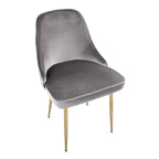 Marcel Dining Chair - Set of 2 - Gold Metal, Silver Velvet
