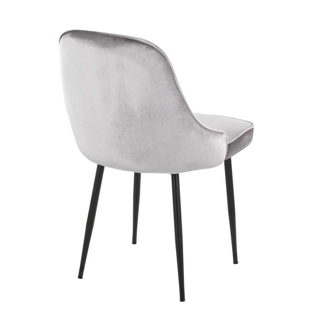 Marcel Dining Chair - Set of 2 - Black Metal, Silver Velvet