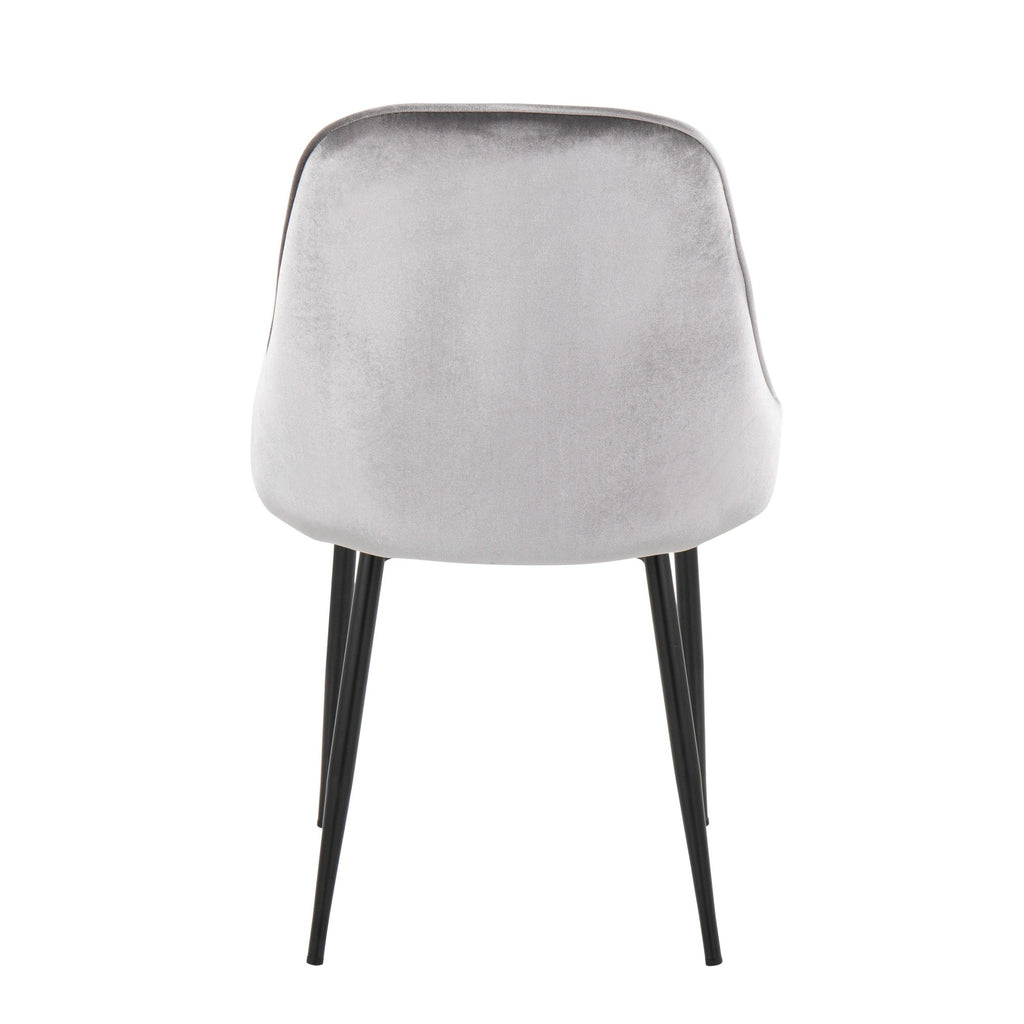 Marcel Dining Chair - Set of 2 - Black Metal, Silver Velvet