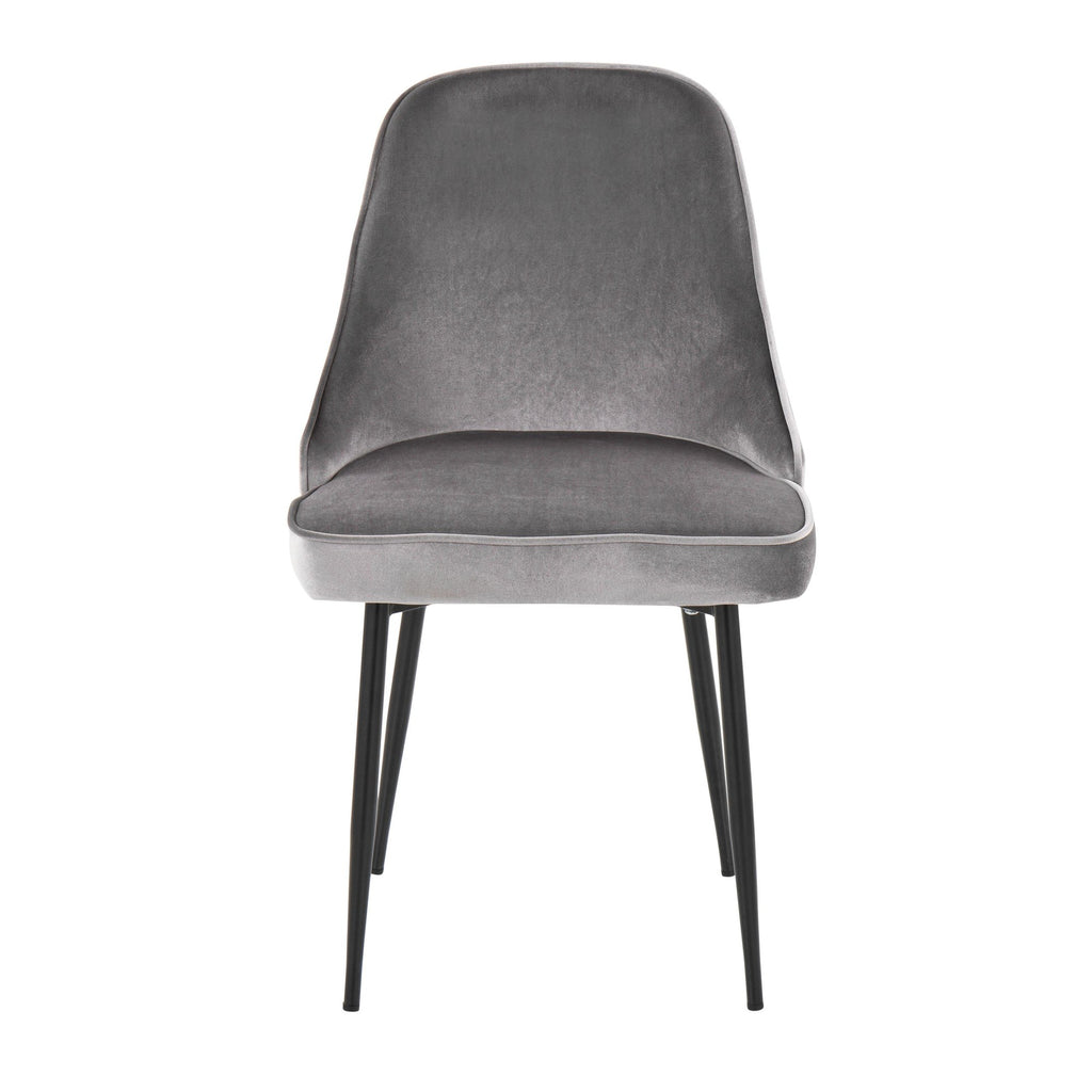 Marcel Dining Chair - Set of 2 - Black Metal, Silver Velvet