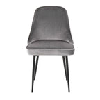 Marcel Dining Chair - Set of 2 - Black Metal, Silver Velvet