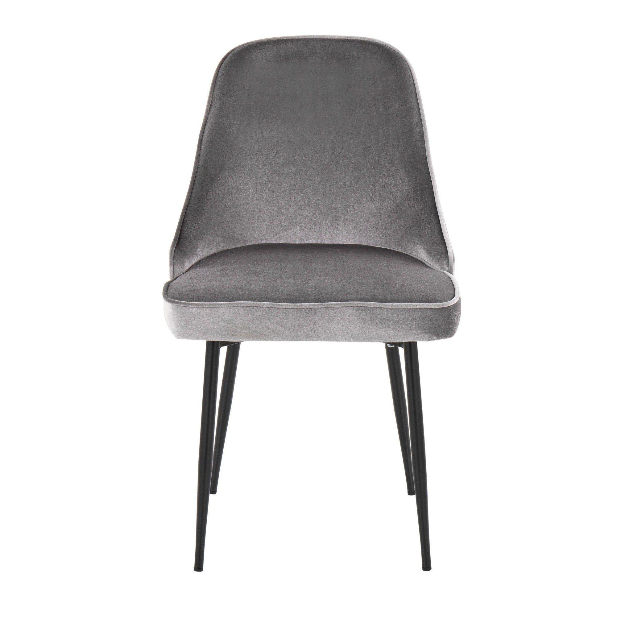 Marcel Dining Chair - Set of 2 - Black Metal, Silver Velvet