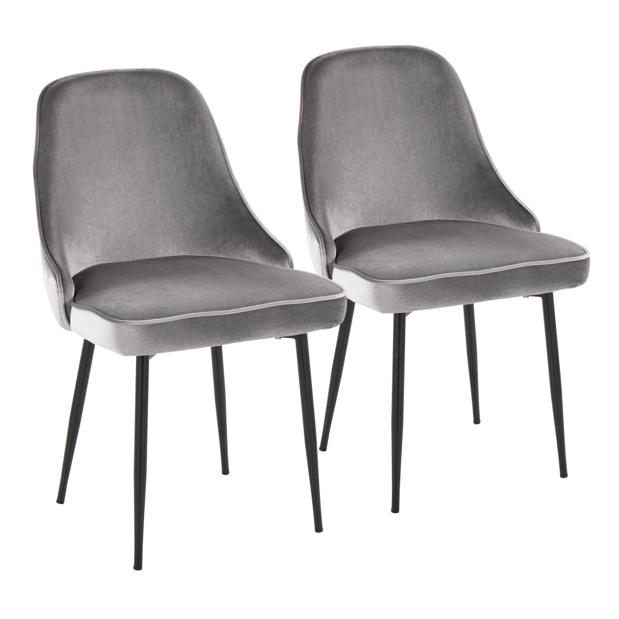 Marcel Dining Chair - Set of 2 - Black Metal, Silver Velvet