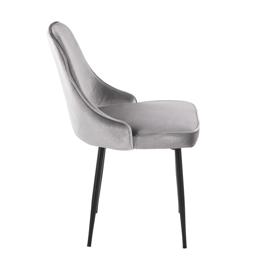 Marcel Dining Chair - Set of 2 - Black Metal, Silver Velvet