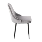 Marcel Dining Chair - Set of 2 - Black Metal, Silver Velvet