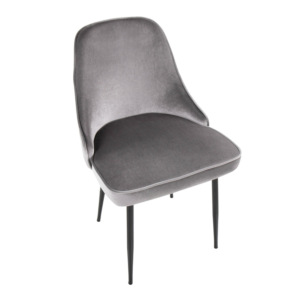 Marcel Dining Chair - Set of 2 - Black Metal, Silver Velvet