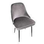 Marcel Dining Chair - Set of 2 - Black Metal, Silver Velvet