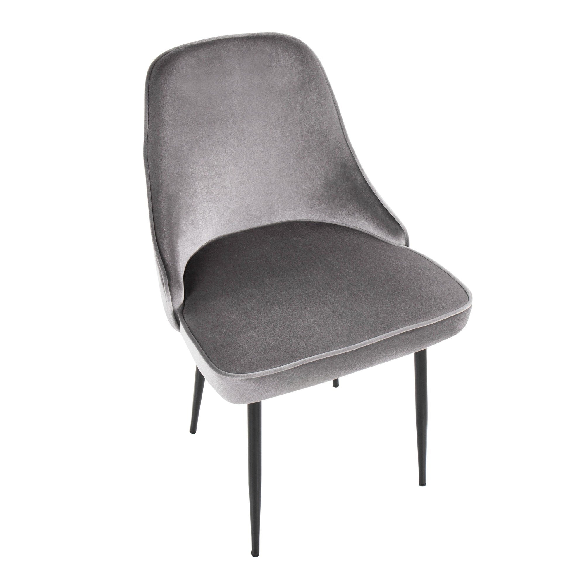 Marcel Dining Chair - Set of 2 - Black Metal, Silver Velvet