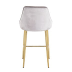 Marcel 25" Fixed-Height Counter Stool - Set of 2 - Gold Metal, Silver Velvet