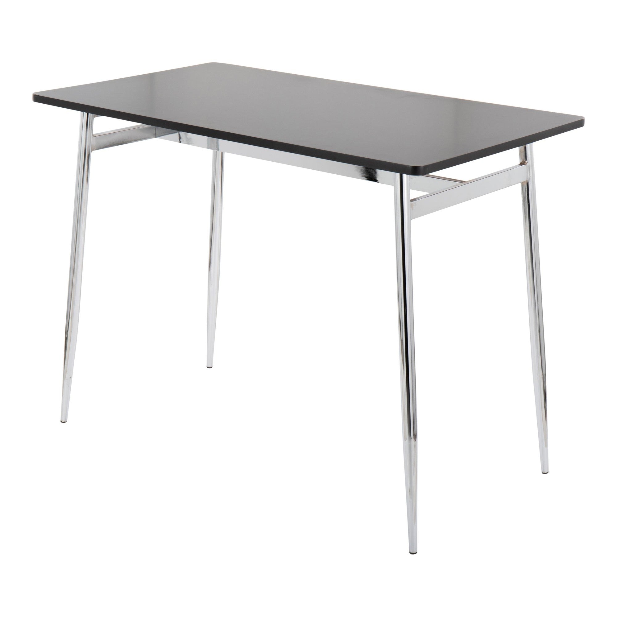 Marcel Counter Table - Chrome Metal, Black Wood