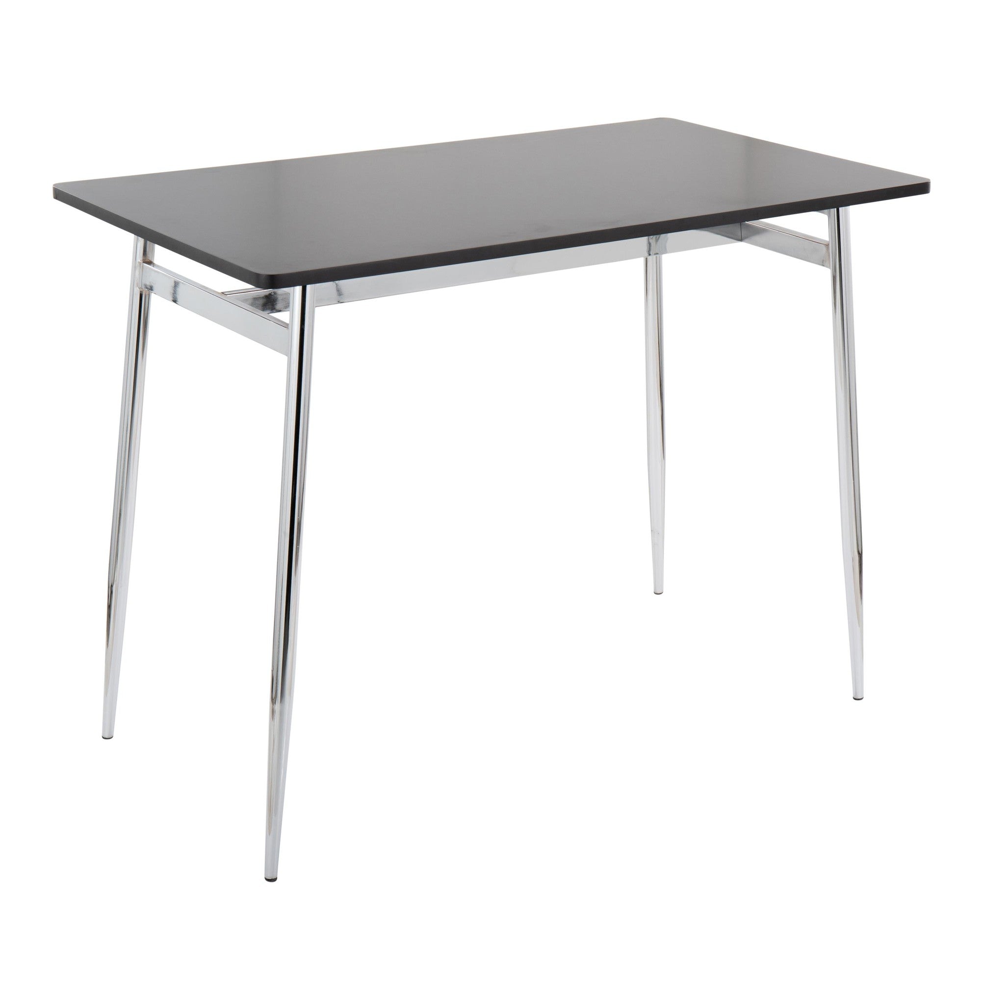 Marcel Counter Table - Chrome Metal, Black Wood