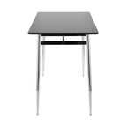 Marcel Counter Table - Chrome Metal, Black Wood