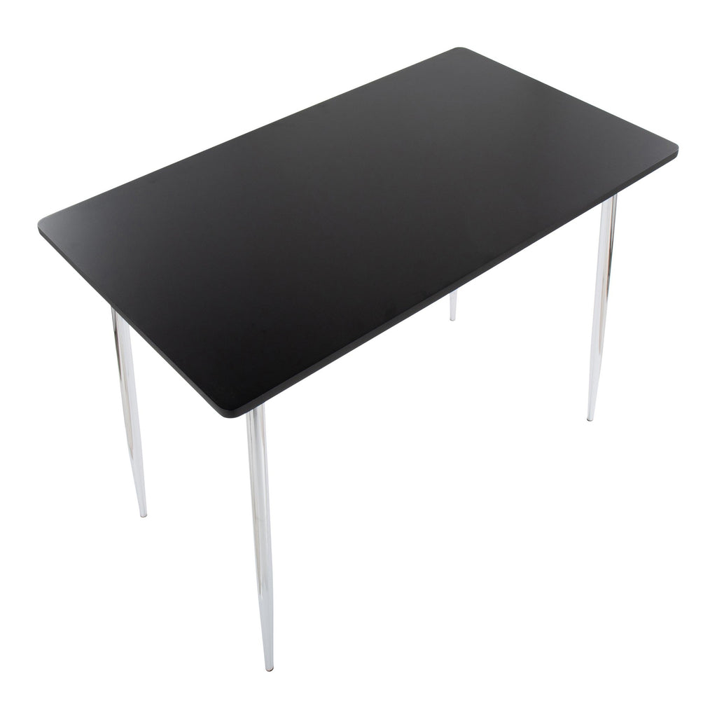 Marcel Counter Table - Chrome Metal, Black Wood