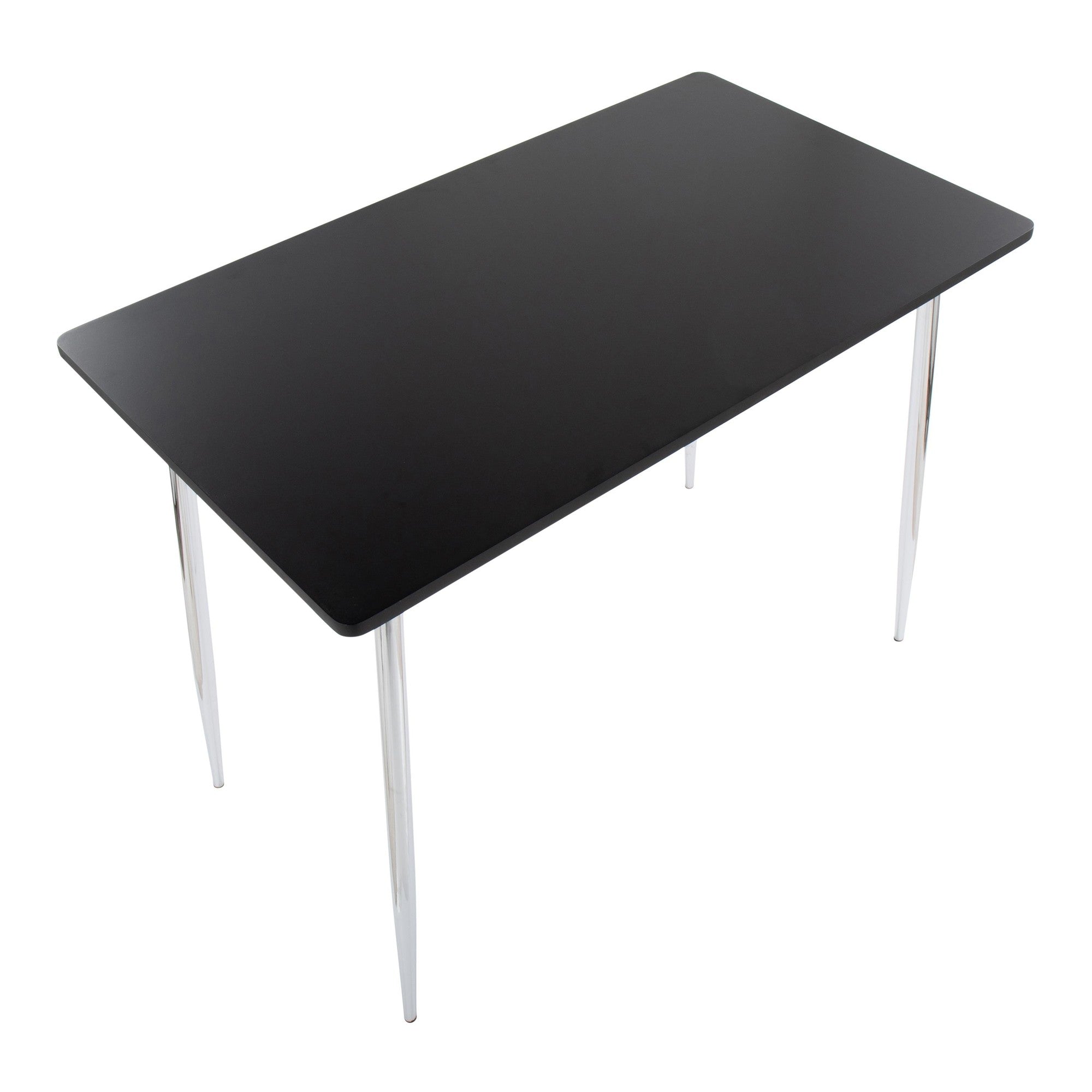 Marcel Counter Table - Chrome Metal, Black Wood