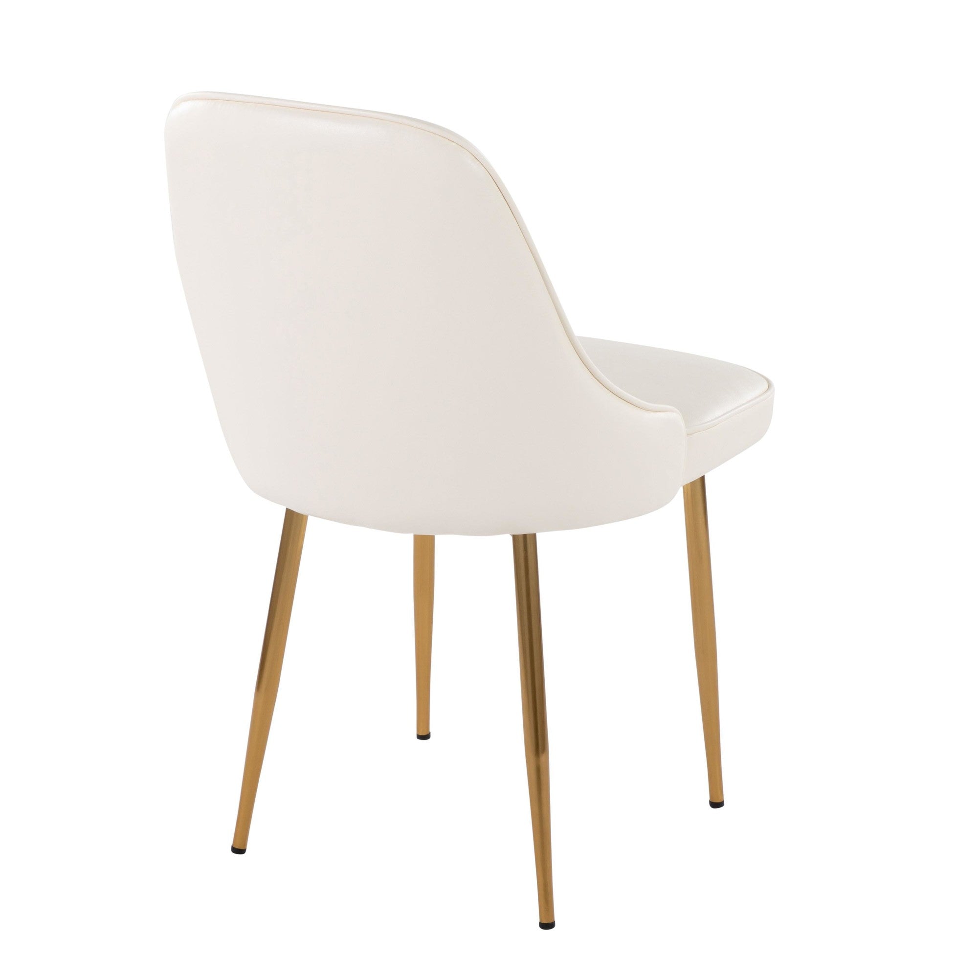 Marcel Dining Chair - Set of 2 - Gold Metal, White PU