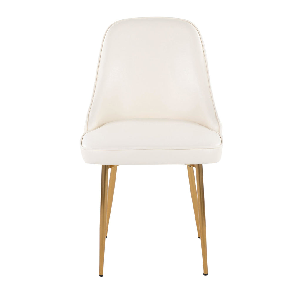 Marcel Dining Chair - Set of 2 - Gold Metal, White PU