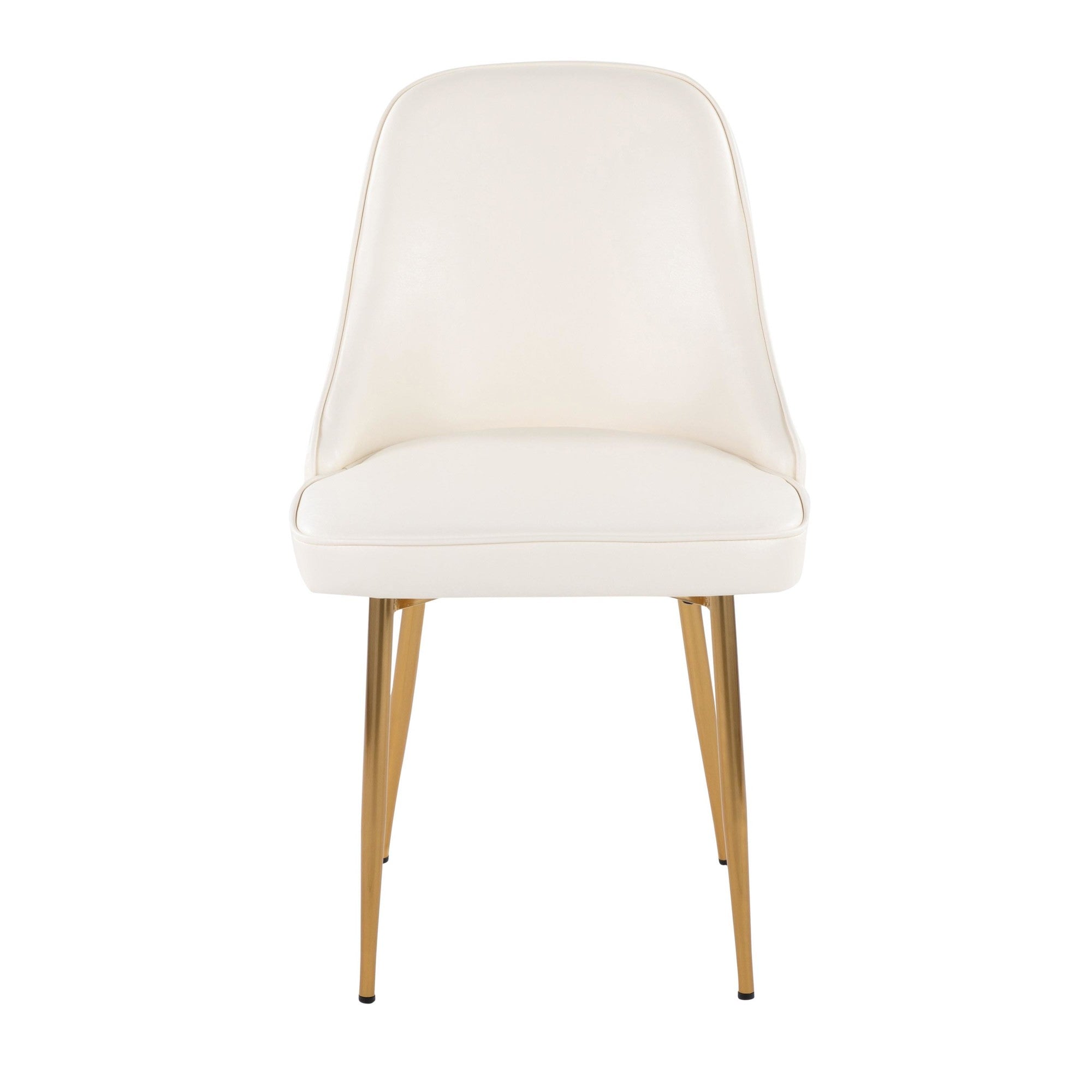 Marcel Dining Chair - Set of 2 - Gold Metal, White PU
