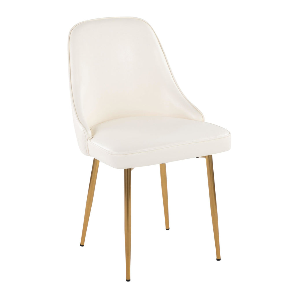 Marcel Dining Chair - Set of 2 - Gold Metal, White PU