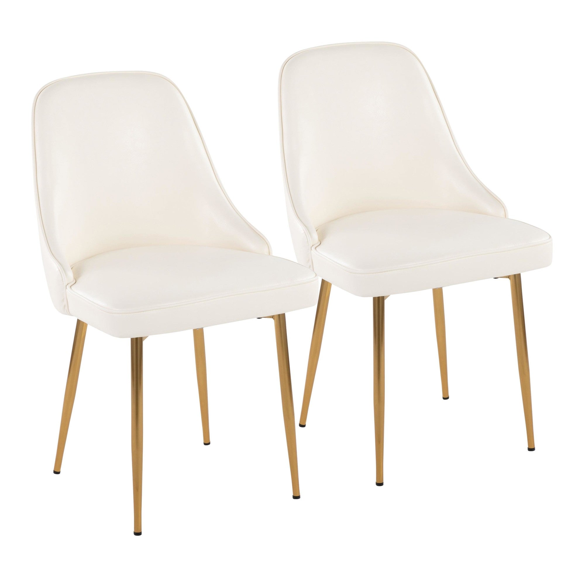 Marcel Dining Chair - Set of 2 - Gold Metal, White PU