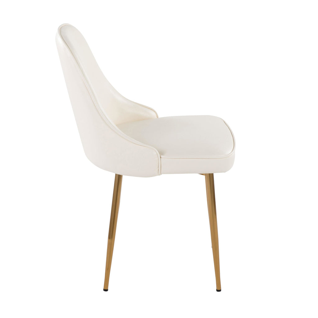 Marcel Dining Chair - Set of 2 - Gold Metal, White PU