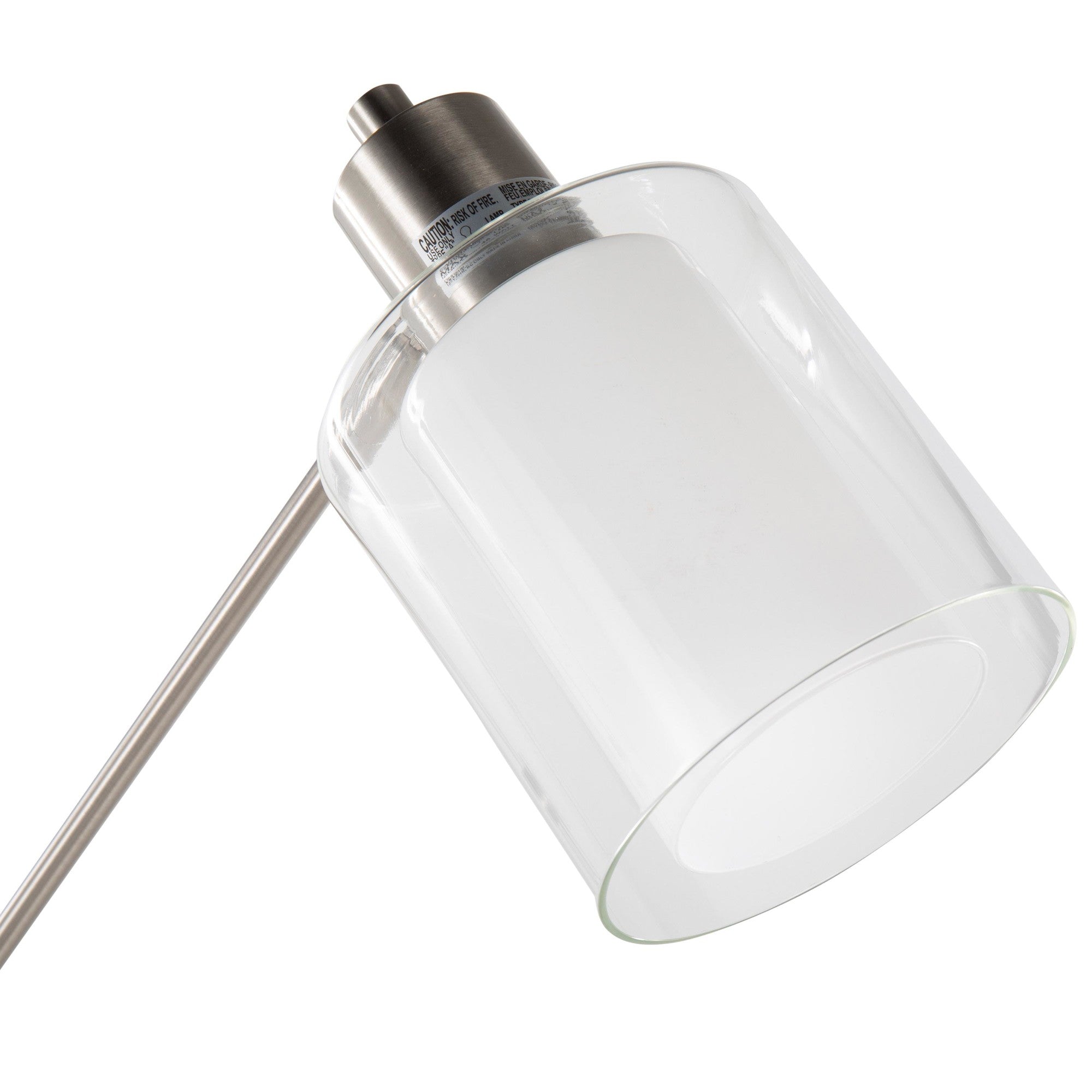Marcel Floor Lamp - White Marble, Nickel Metal, Frosted Glass, Clear Glass